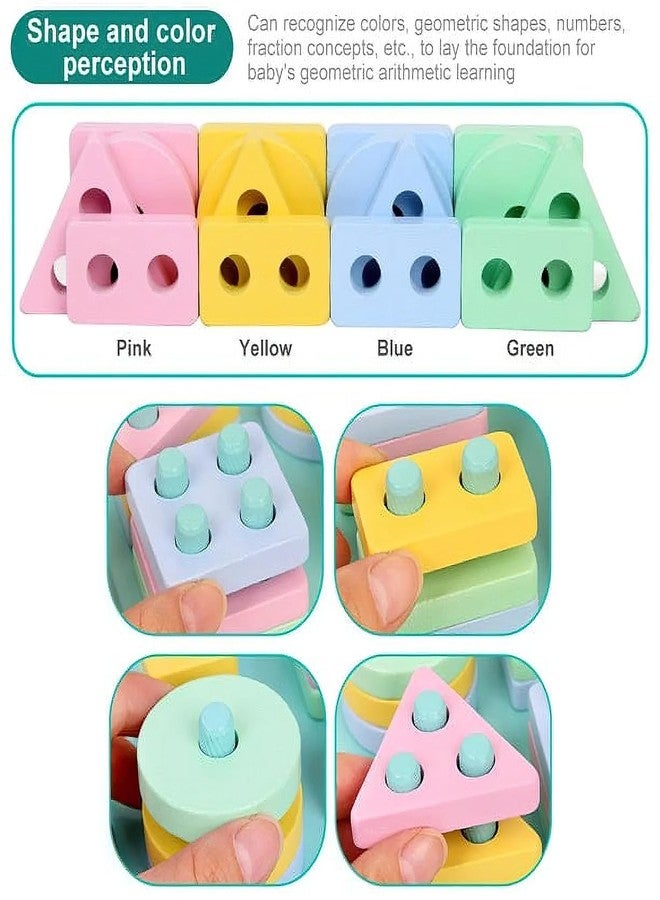 NPB Store Non Toxic Geometric Shape Sorting & Stacking Toy for Toddlers Early Learning Development Activity Puzzle Blocks Column Set for Kids Best Gift for 2 3 4 5 Years Kids (Wooden Shape Sorter) - Image 5